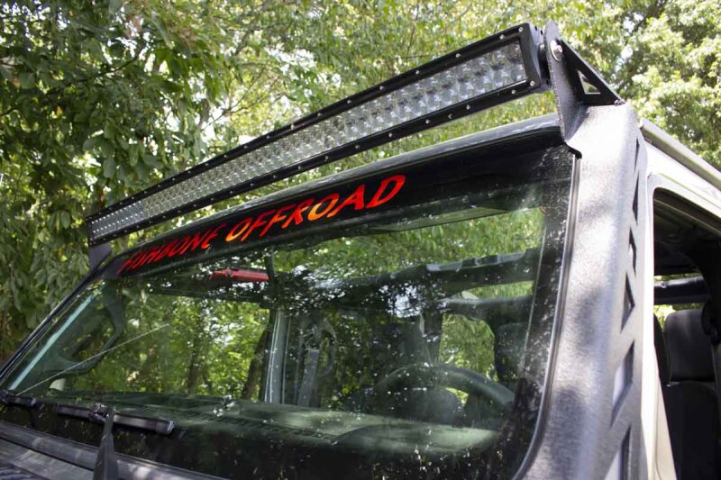 Jeep Wrangler Unlimited JLU Light Mounting Brackets - Windshield - Fishbone Offroad - Black Textured Powder Coat - `18-`27